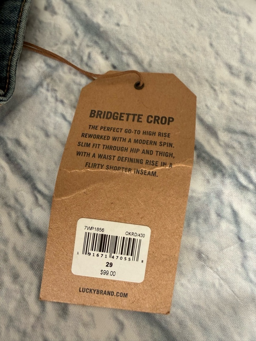 Lucky Brand Womens High Rise Bridgette Cropped Jeans Blue Cuff 8/29 NEW 1928 - Picture 2 of 4